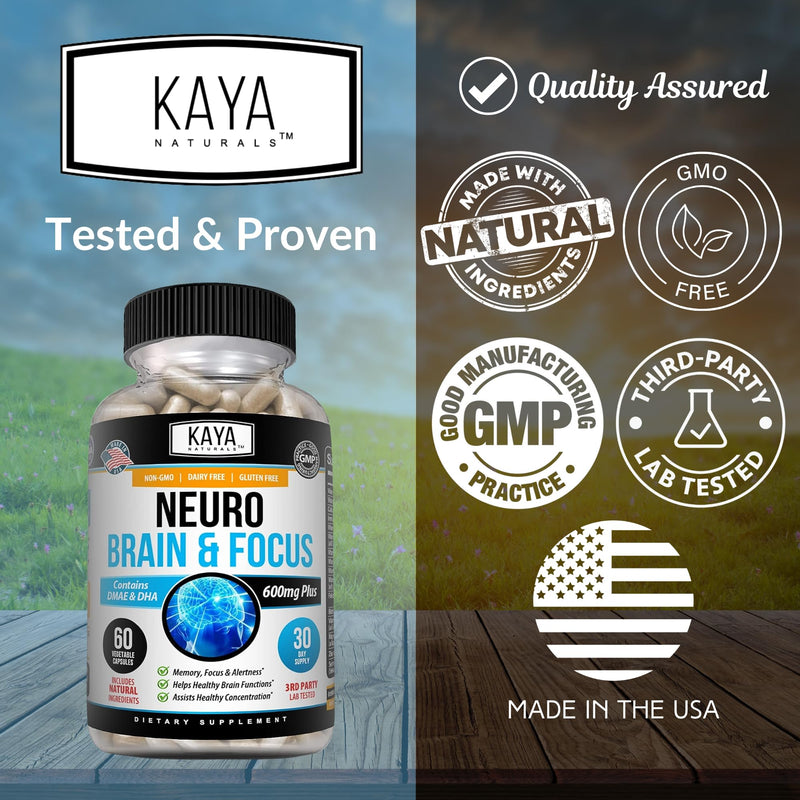 Kaya Naturals Neuro Brain – Nootropic Capsule for Memory & Focus (60 Count, Pack of 2)