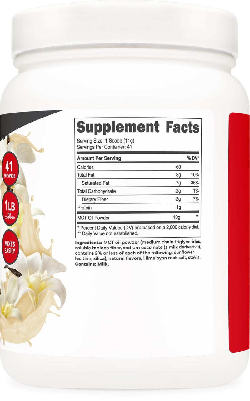 Ketologic MCT Oil Powder Hazelnut Cream (1 lb) – Keto Coffee Creamer & Energy | 41 Servings