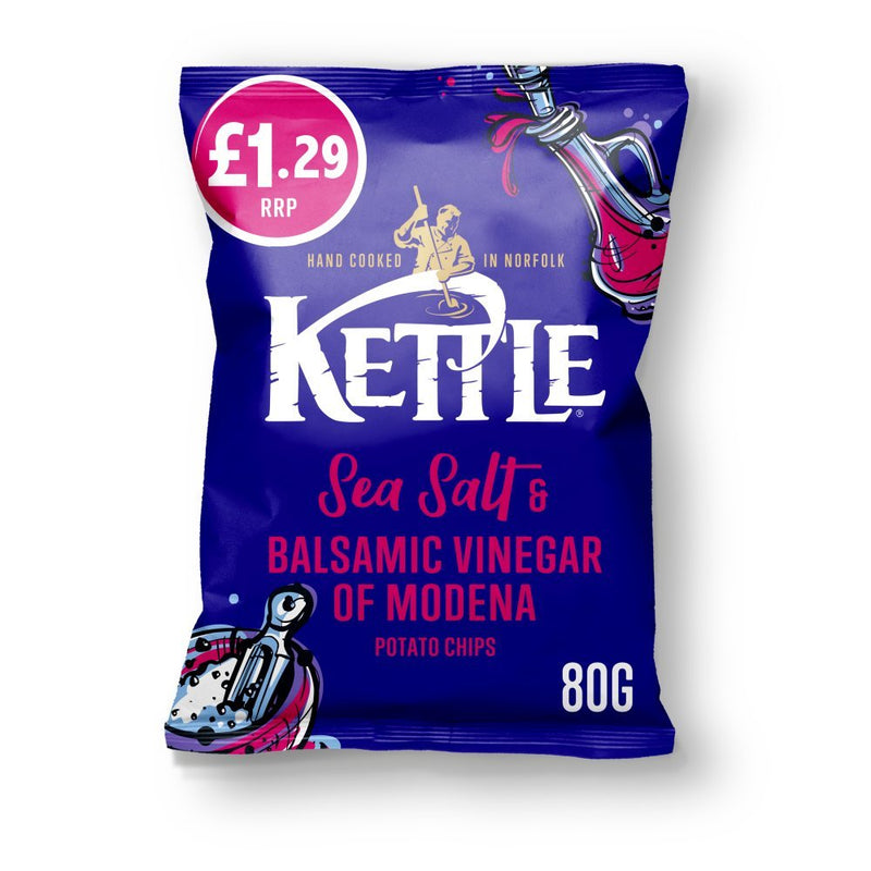 Kettle Chips Sea Salt & Balsamic Vinegar of Modena Crisps PMP 80g (Box of 12)