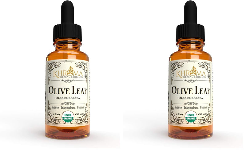Khroma Organic Olive Leaf Liquid 2 oz – Pack of 2 | 30 Servings | Alcohol-Free
