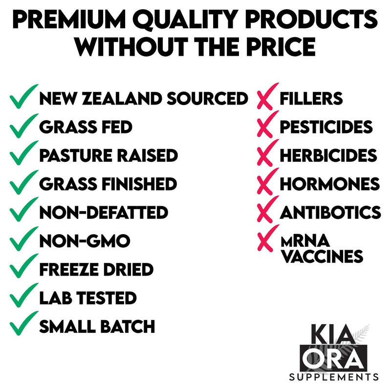 KIA ORA Grass-Fed Bovine Thyroid with Liver Supplement | 90 Capsules | NZ Sourced