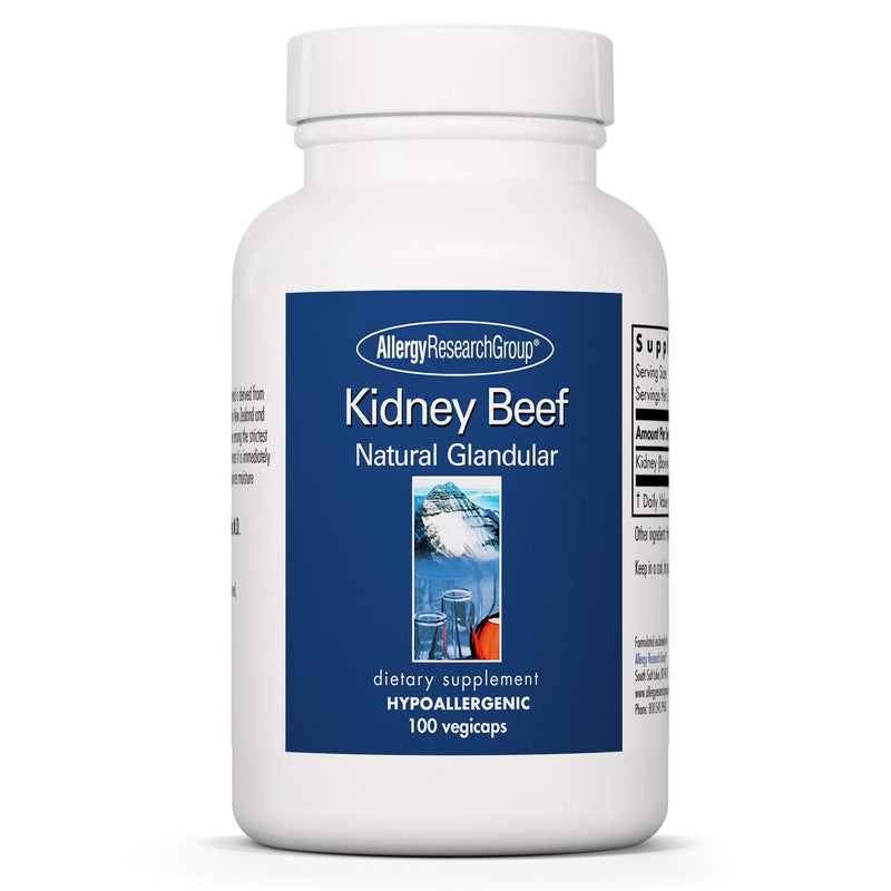 Allergy Research Group Kidney Beef Supplement - Natural Glandular, Freeze-Dried, 100 Count