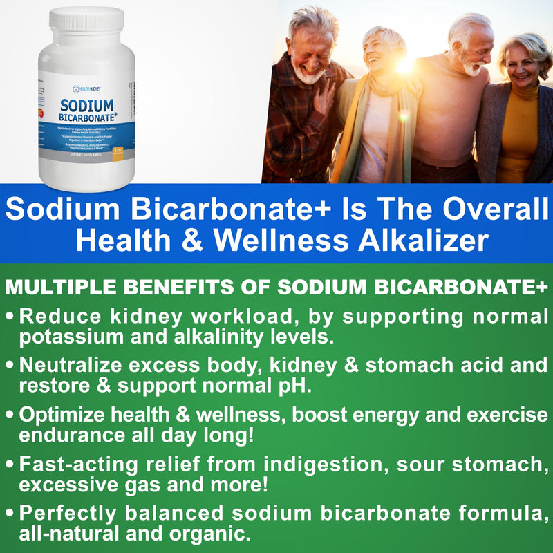 Organic Sodium Bicarbonate 650 mg Capsules | Kidney Restore – Alkaline Support & Fast-Acting Antacid