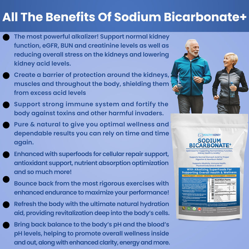 Kidney Restore Organic Sodium Bicarbonate Alkaline Supplement – Kidney Support & Digestive Comfort