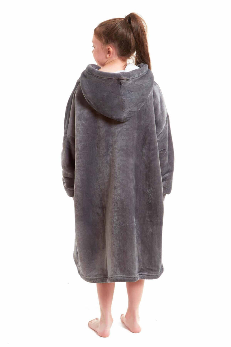 Kids Oversized Hooded Fleece Blanket with Reversible Sherpa Double Pocket Ultra-Soft Cozy Wearable Blanket for Lounging and Outdoor Ages 8-15 by Daisy Dreamer