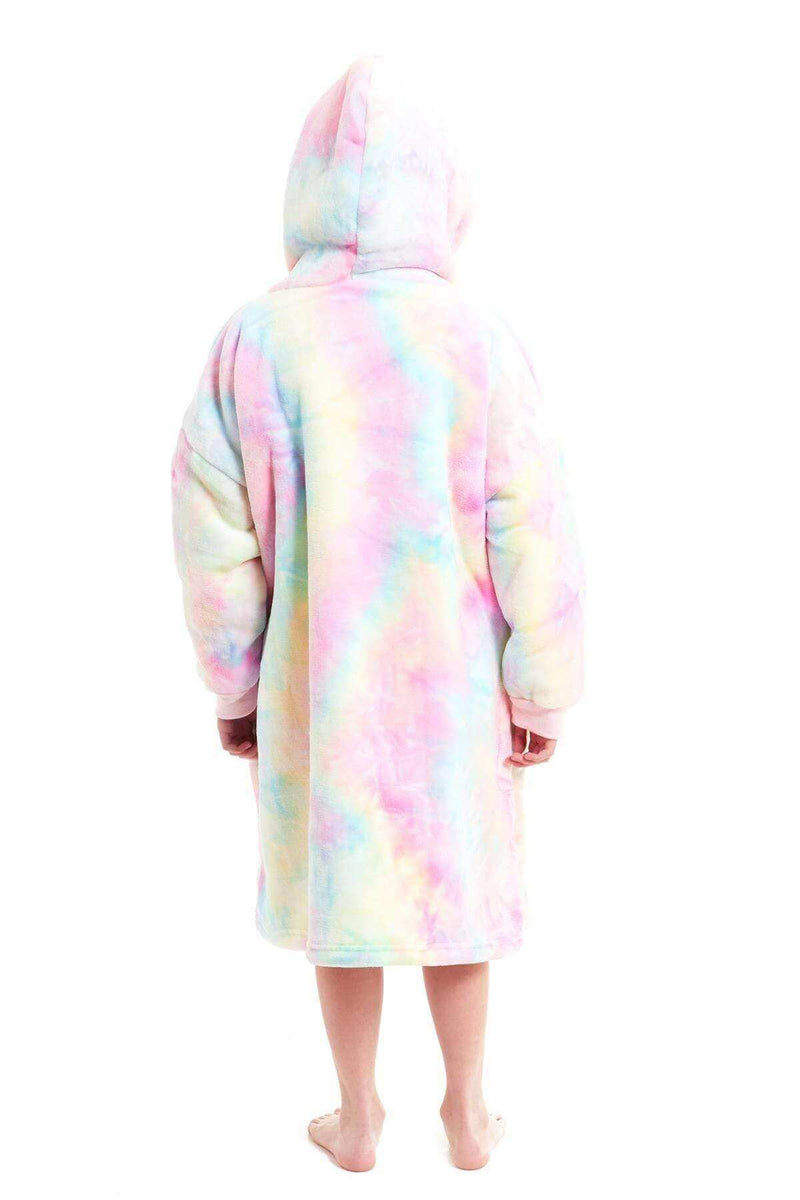 Kids Oversized Hooded Fleece Blanket with Reversible Sherpa Double Pocket Ultra-Soft Cozy Wearable Blanket for Lounging and Outdoor Ages 8-15 by Daisy Dreamer