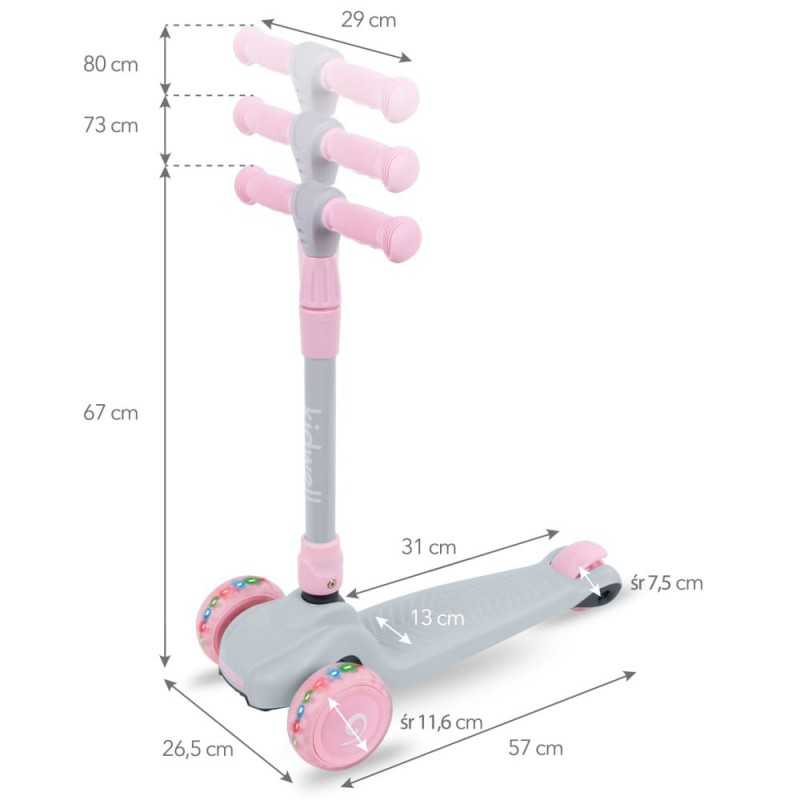 Kidwell JAX Folding 3-Wheel Scooter with LED Light-Up Wheels – Kids Ages 3+ (2 Colours)