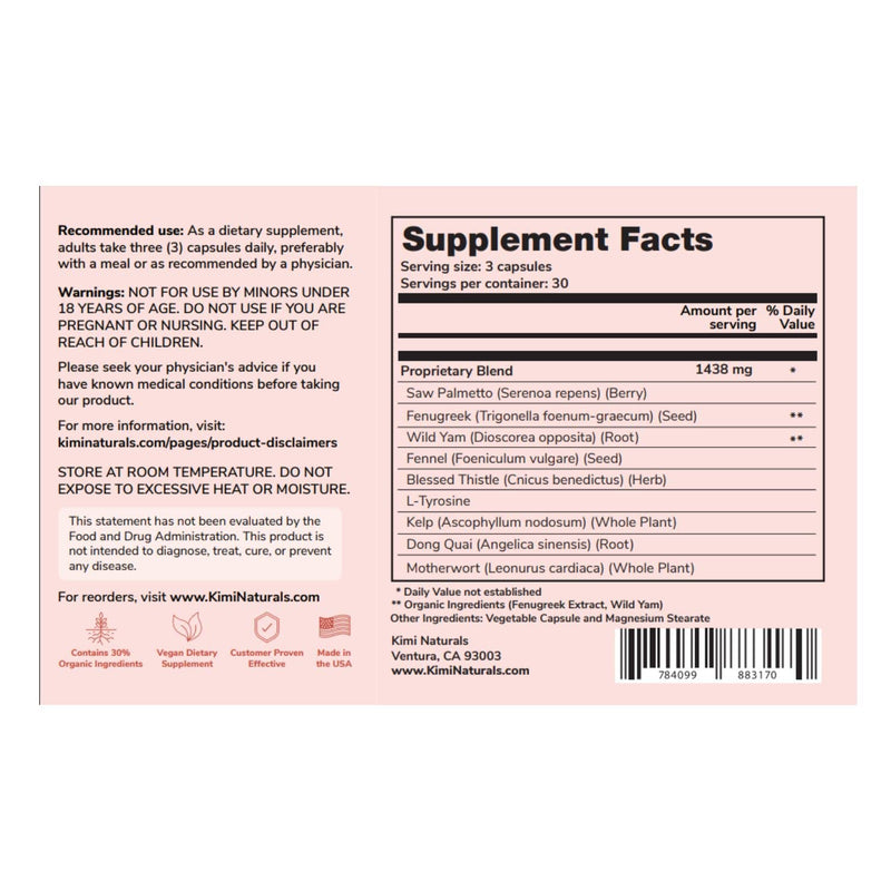 KIMI Naturals Breast Max Plus - Natural Breast Enhancement Pills (90 Capsules)