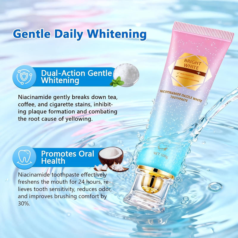 Niacinamide Whitening Toothpaste for Sensitive Teeth | Kimralur Triple Whitening | Fluoride-Free