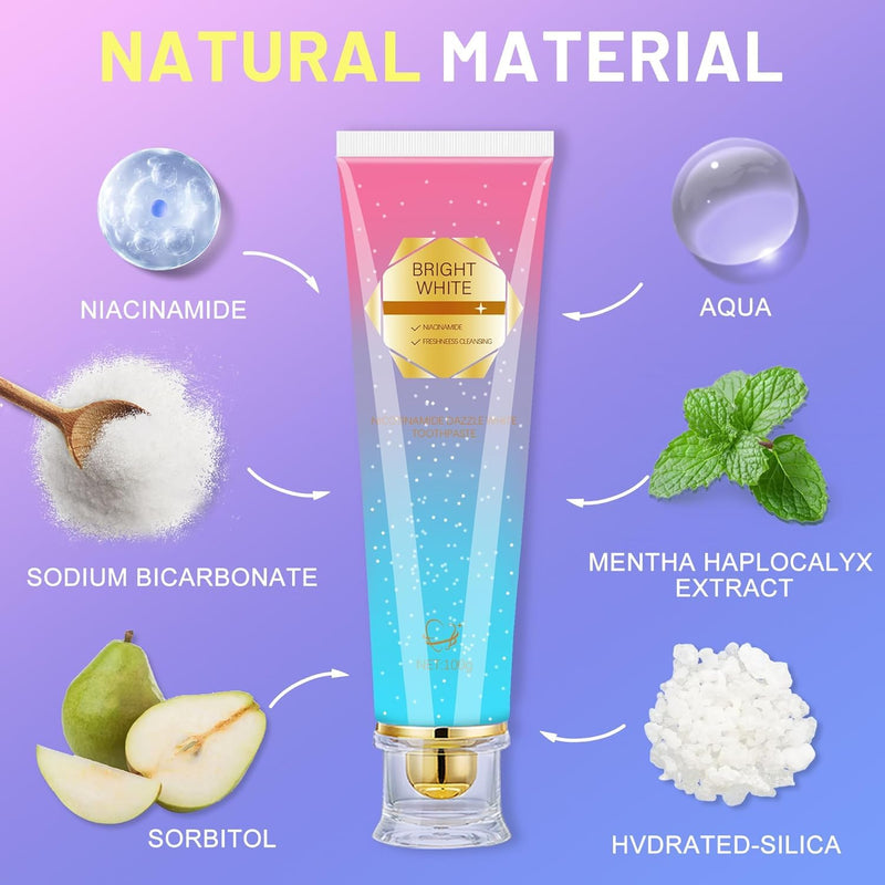 Niacinamide Whitening Toothpaste for Sensitive Teeth | Kimralur Triple Whitening | Fluoride-Free