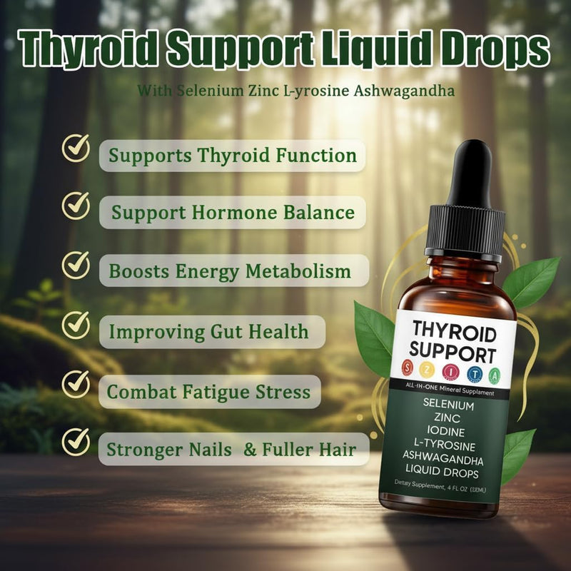 Kindled Thyroid Support Drops – Actora Liquid Supplement with Selenium, Zinc & Iodine (120 ml)