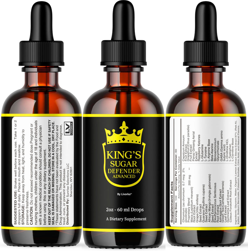 2 Pack Kings Sugar Defender Drops – Official KingSugar Defender Liquid Formula for Overall Health & Wellness (2 Bottles, 2 Months)
