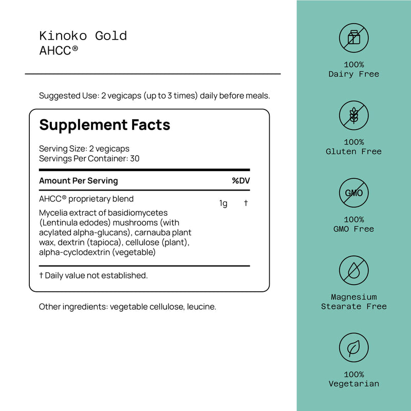 Quality of Life Kinoko Gold AHCC – 500 mg Capsule, Immune Support, 60 Veg Capsules