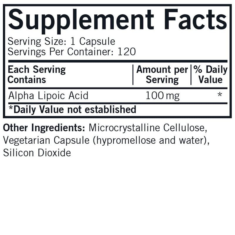Kirkman Alpha Lipoic Acid 100 mg - Hypoallergenic | 120 Vegetarian Capsules