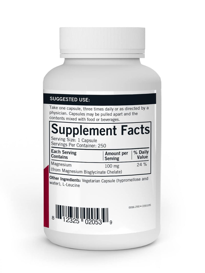 Kirkman Magnesium Bisglycinate Chelate - 250 Capsules | Restful Sleep, Relaxed Nerves & Muscles - Hypoallergenic