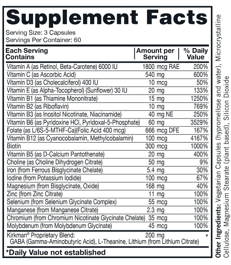 Kirkman Super Nu-Thera Multivitamin Teen & Adult – Mood Support