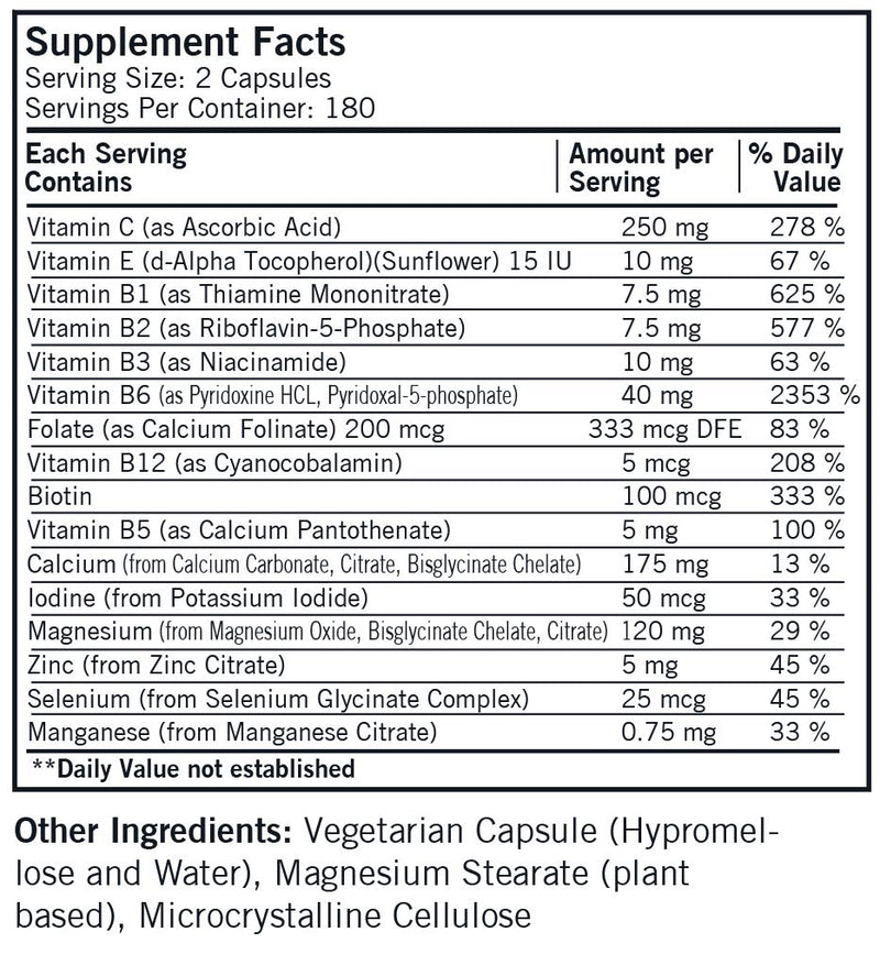 Kirkman Super Nu-Thera w/o Vitamins A and D – Hypoallergenic | 360 Vegetarian Capsules | Gluten & Casein Free Multi Vitamin