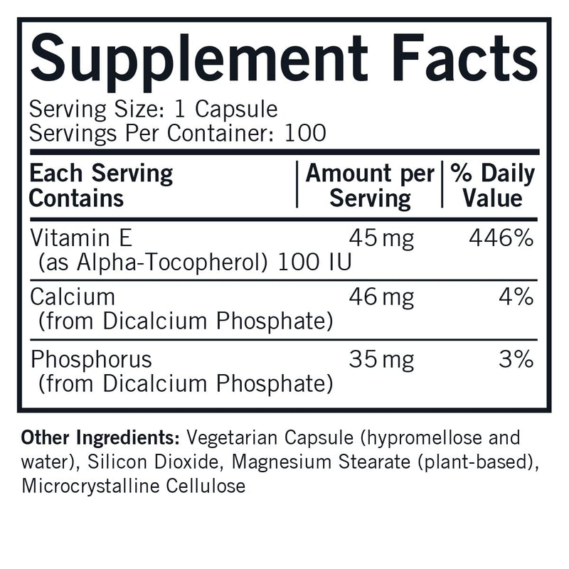 Kirkman Vitamin E 100 IU - Hypoallergenic | 100 Vegetarian Capsules | Gluten Free | Casein Free | Soy-Free (Pack of 2)