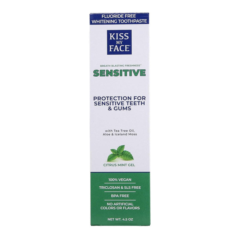 Kiss My Face Fluoride Free Sensitive Toothpaste 4.5 oz (Pack of 2) – Tartar Prevention & Sensitivity Relief