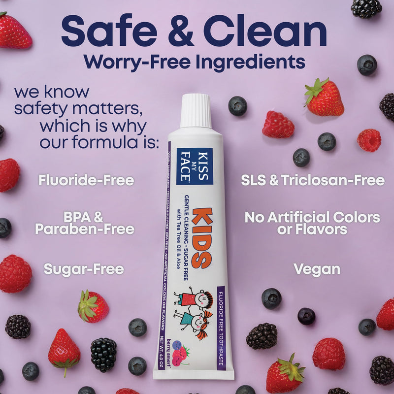 Kiss My Face Kids Toothpaste – Fluoride-Free Berry Flavor, Vegan, 4 oz