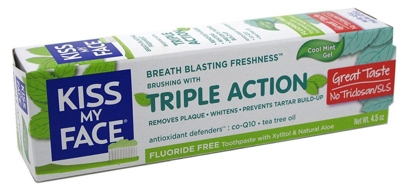 Kiss My Face Toothpaste Triple Action Cool Mint Gel – 4.5 oz (Pack of 2)
