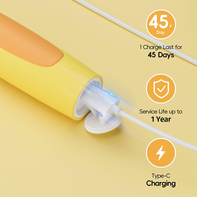 KIWIBIRD Kids Electric Toothbrush 3-10 | Soft Silicone Bristles, 4 Modes