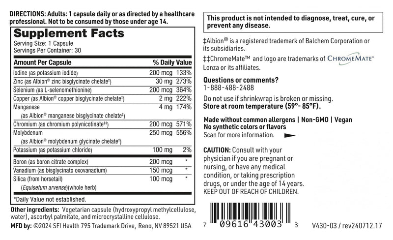 Klaire Labs LDA Trace Mineral Complex – 11 Essential Trace Elements, Iron-Free, TRAACS Chelates