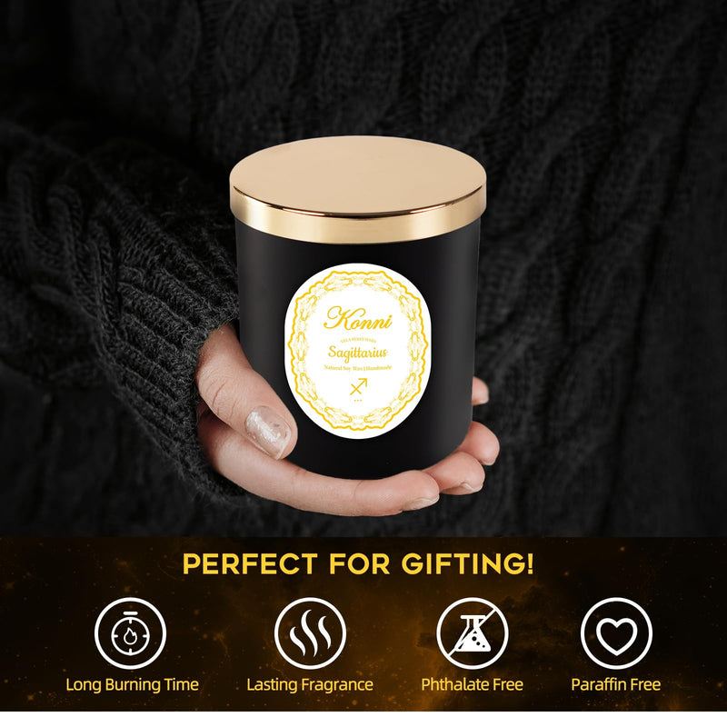 KONNI Sagittarius Zodiac Candle – Pine & Cypress Soy Wax 7 oz | Astrology Gift