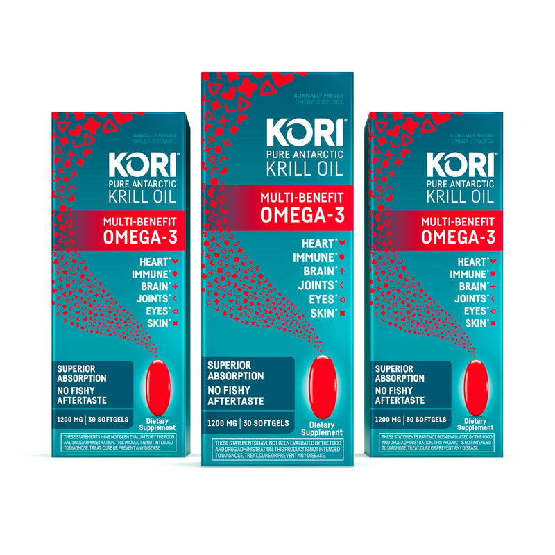 Kori Krill Oil Omega-3 | Antarctic Krill Oil with Superior Absorption | Pack of 3