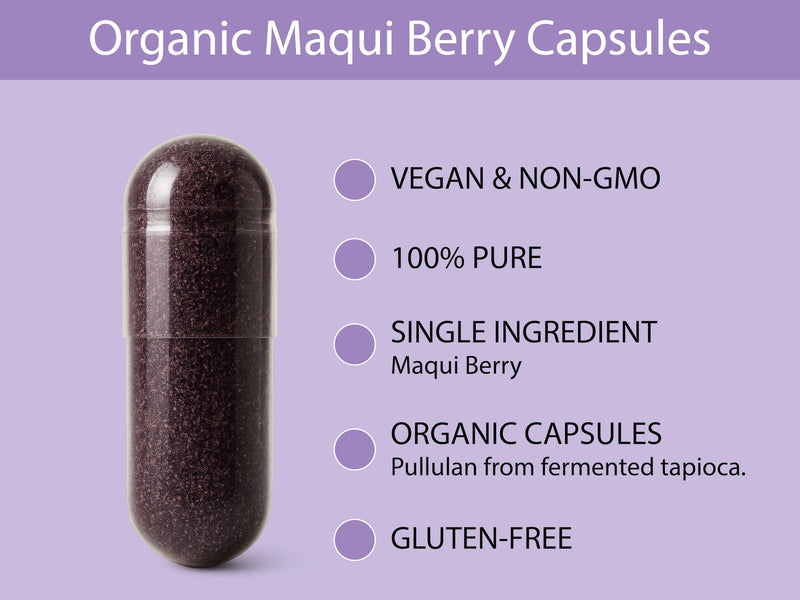 KOYAH Organic Maqui Berry Capsules – Freeze-Dried, 600 mg, 60 Capsules | Vegan, Gluten-Free, Non-GMO