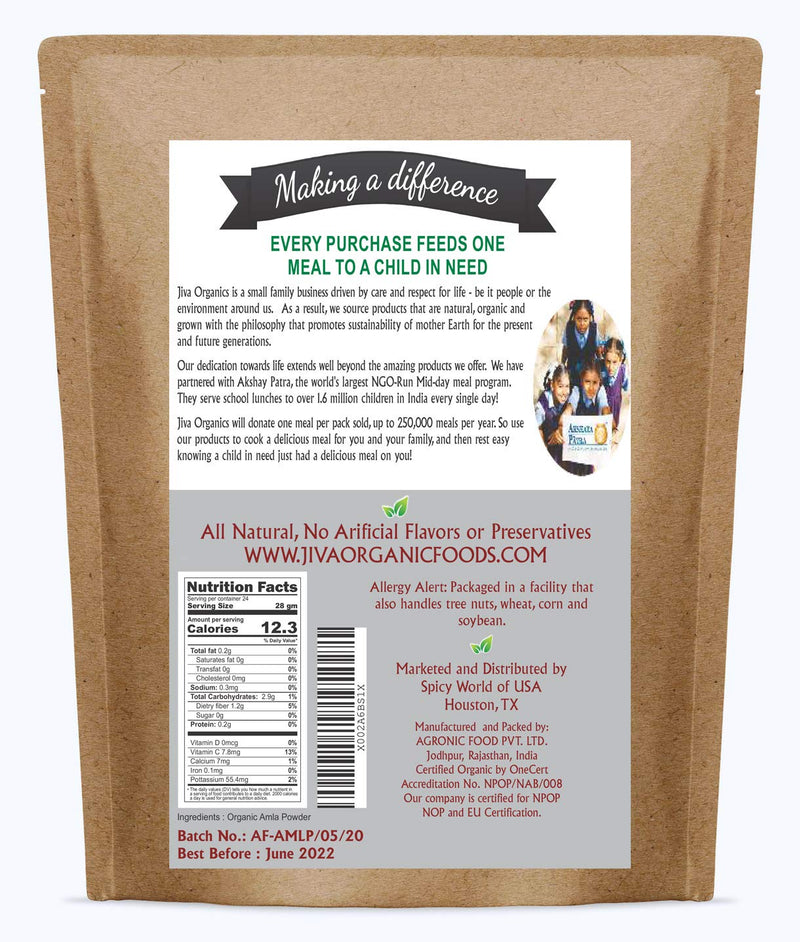 Organic Amla Powder 1.25 lb – Pure Amalaki, Lab Tested, Gluten Free | Jiva Organics
