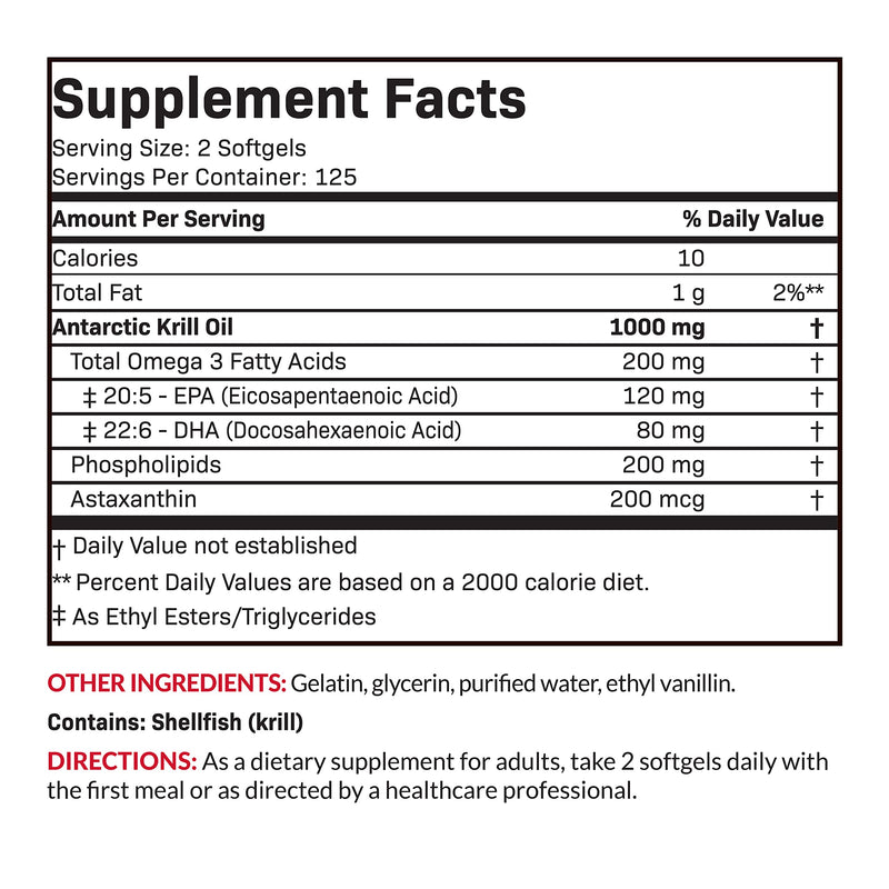 Futurebiotics Antarctic Krill Oil 1000mg – Omega-3 EPA/DHA, Astaxanthin, 250 Softgels