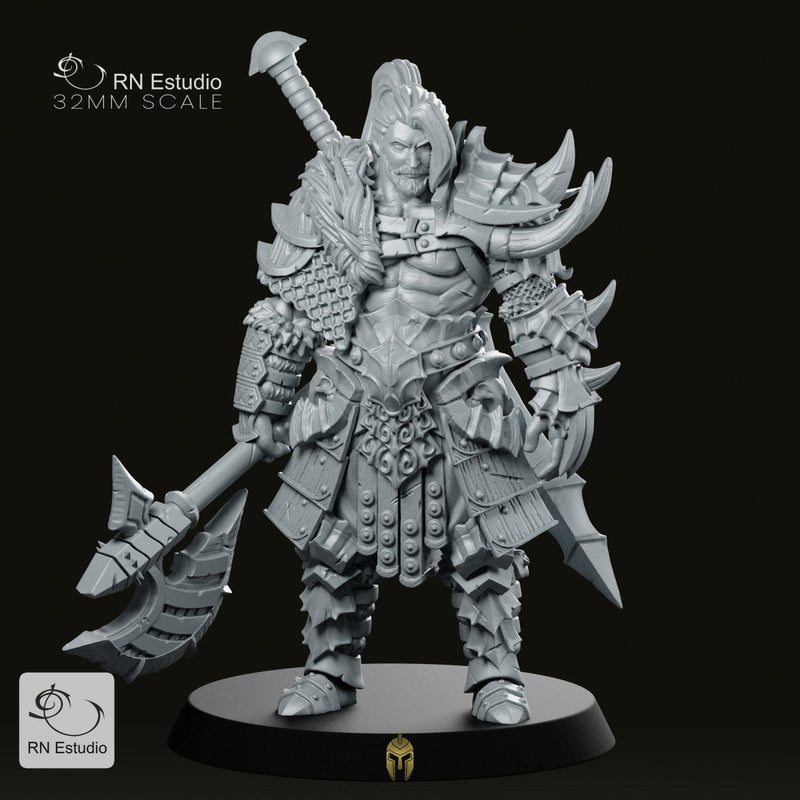 Kron with Axe Miniature Armored Horned Warrior