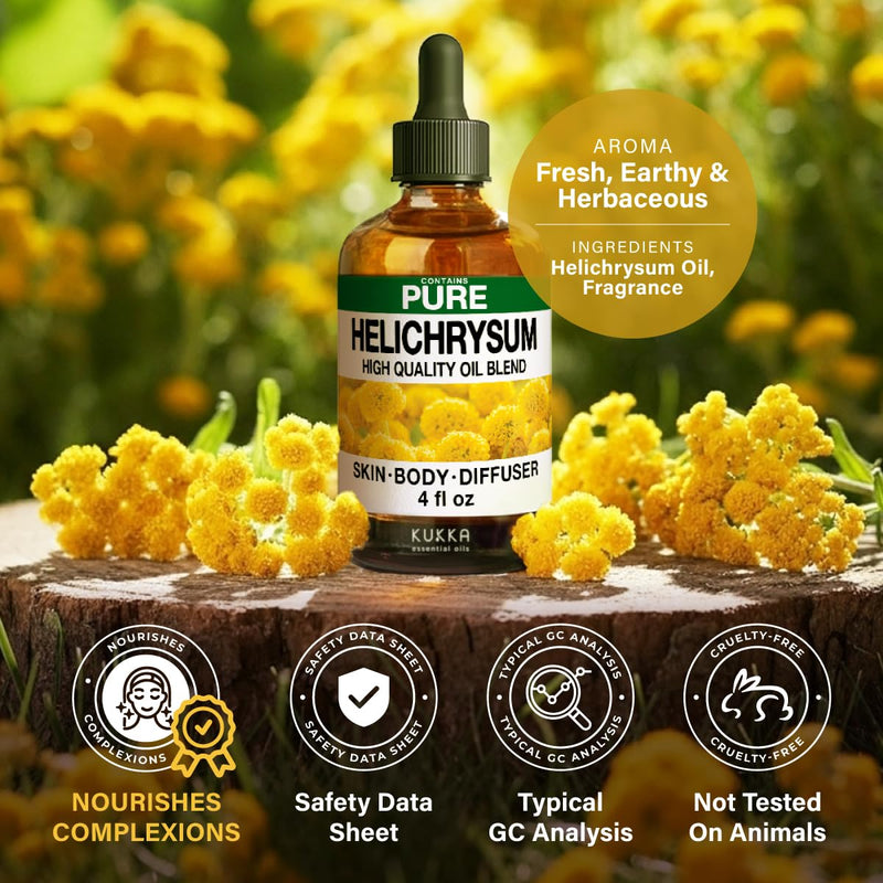 KUKKA Helichrysum Essential Oil 4oz – Hair & Skin Care, Diffuser & DIY Soap