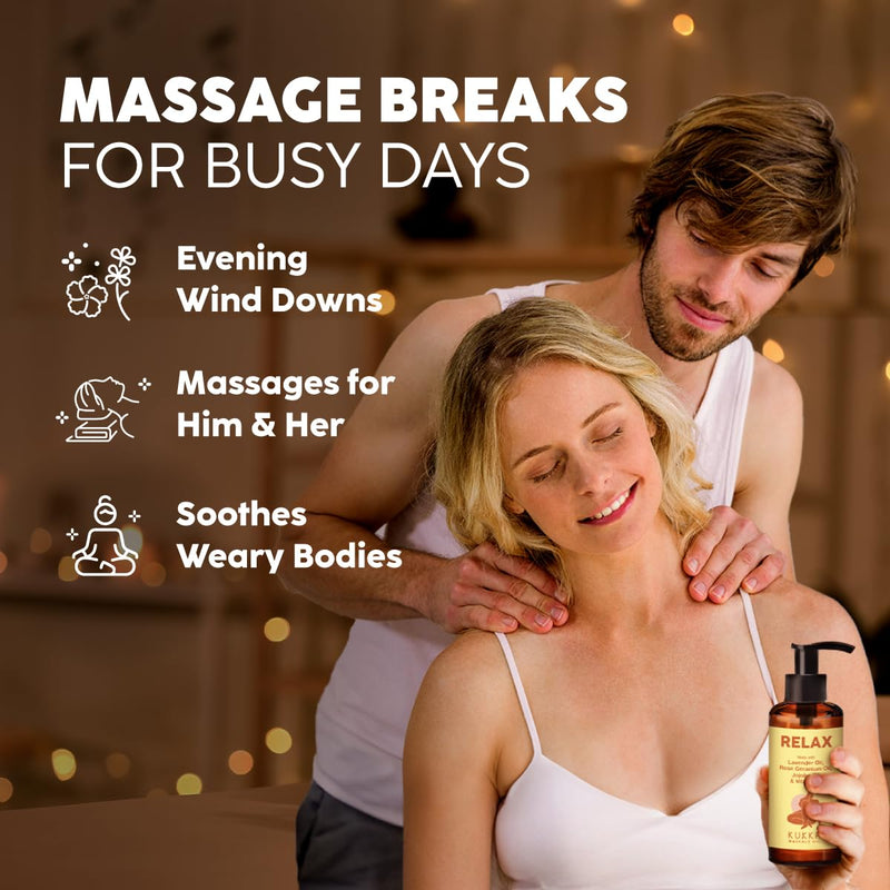 KUKKA Relax Massage Oil - Non-Greasy 6.76oz Deep Relaxation