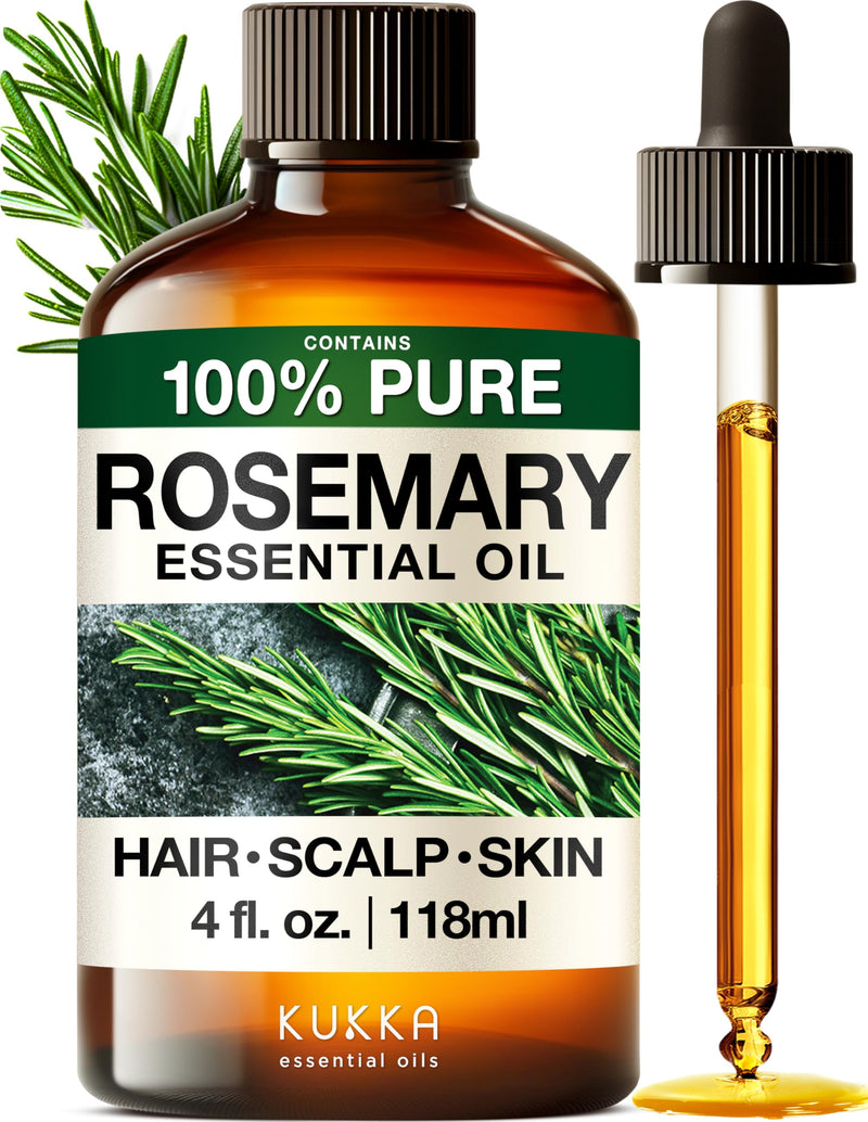 KUKKA Rosemary Essential Oils 4oz | Hair, Skin, Diffuser & DIY Soap