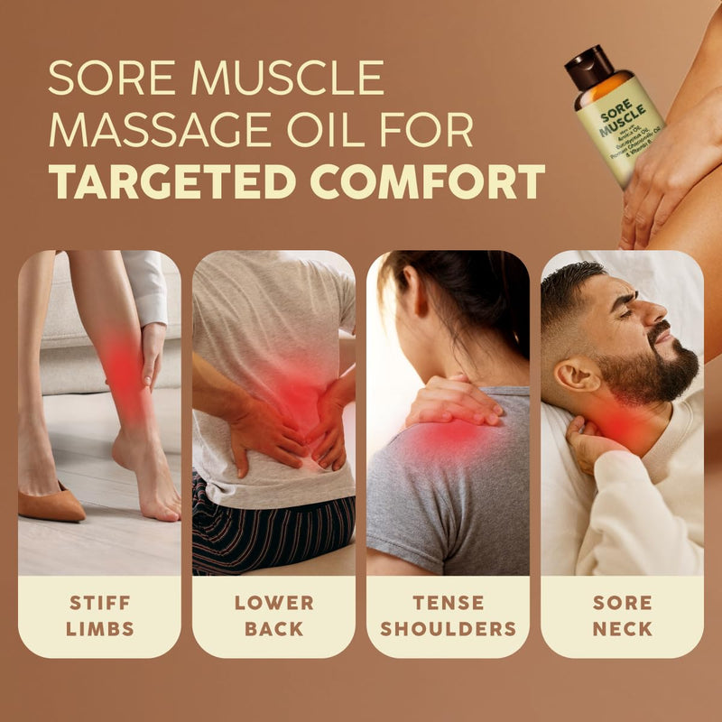 KUKKA Sore Massage Oil - 3.4 Fl Oz for Deep Relaxation, Non-Greasy