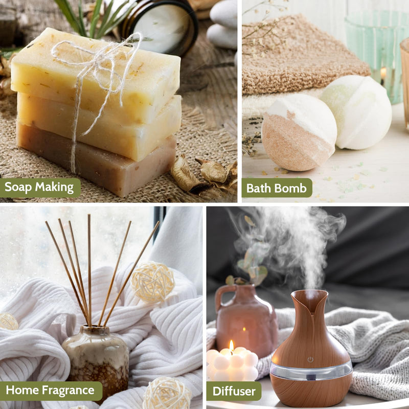 KURJIME Essential Oil Set – Earthy Fragrance Oils for Diffusers (6x10ml): Peppermint, Frankincense, Vanilla, Helichrysum, Neroli, Tobacco Vanilla