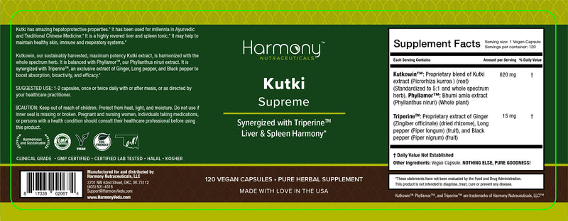 Kutki Supreme - Ayurvedic Liver & Immune Support, 120 Vegan Capsules