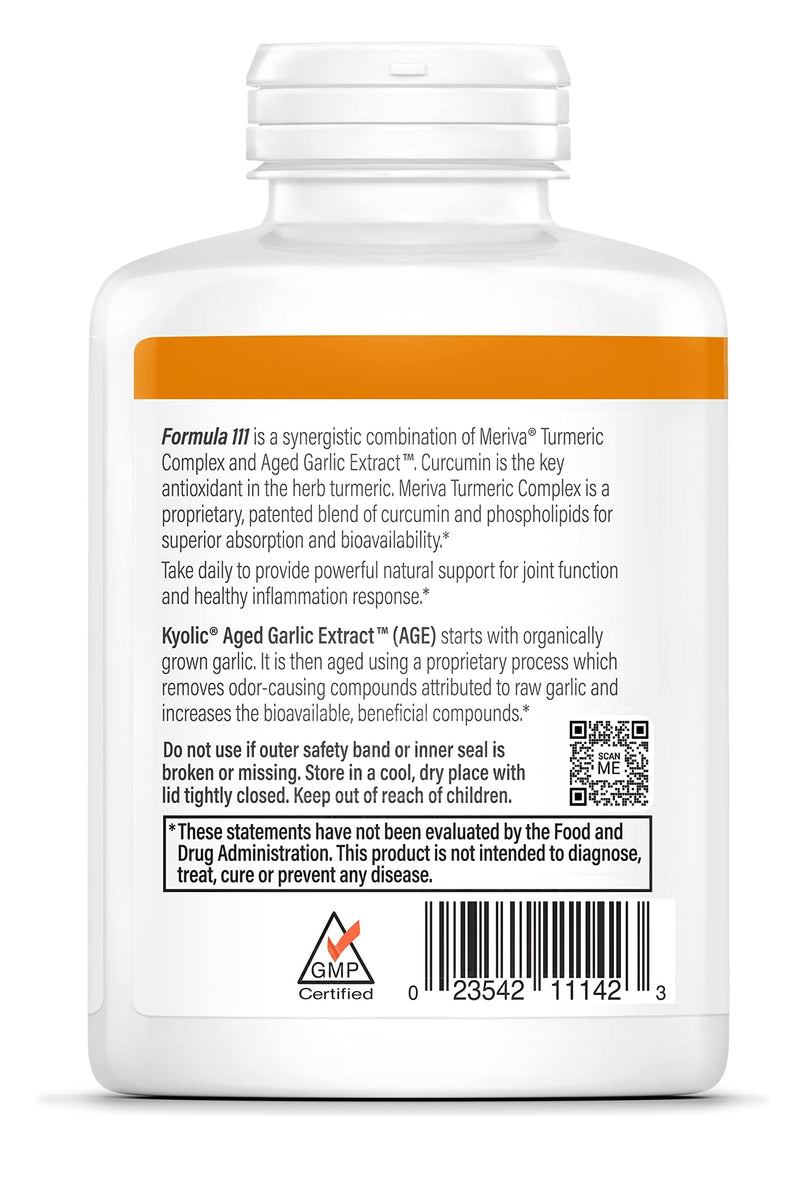 Kyolic Aged Garlic Extract Formula 111 – Health Support with Meriva Turmeric Complex & Cur cumin