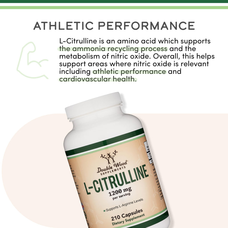 L Citrulline 1200mg Capsules – 210 Count | Nitric Oxide Booster | Double Wood