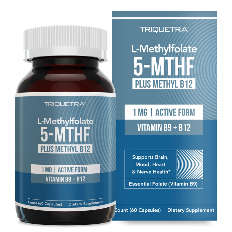 L-Methyl Folate 1000 mcg + Methyl B12 Cofactor – 5-MTHF (60 Servings)