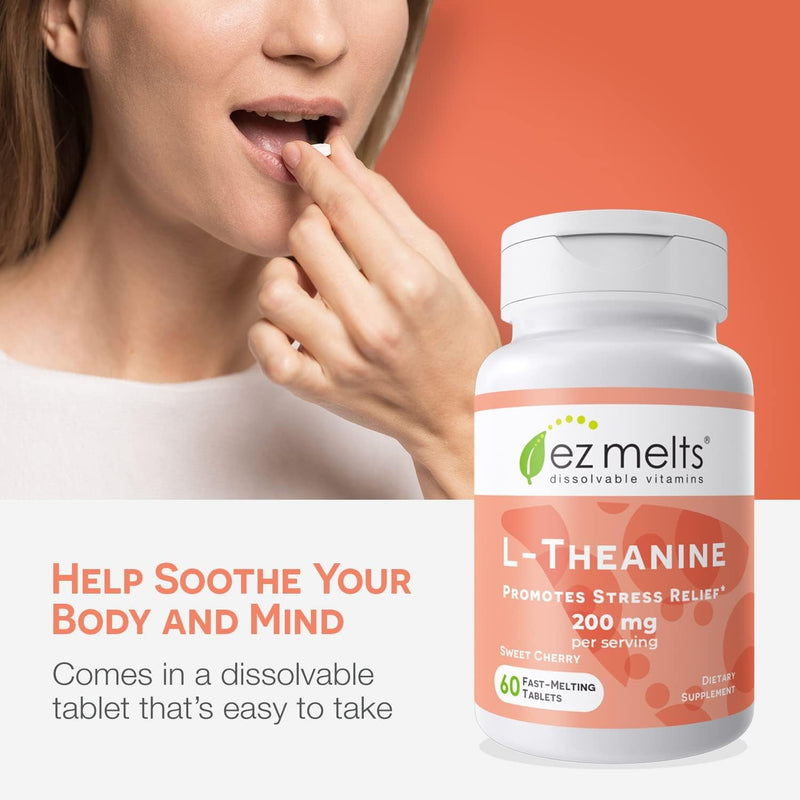 EZ Melts Dissolvable L-Theanine 200 mg – Sugar-Free 2-Pack (1-Month Supply)