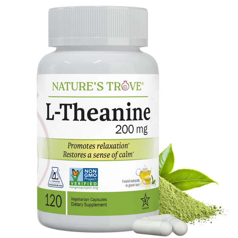 L-Theanine 200mg by Nature's Trove - 120 Vegetarian Capsules