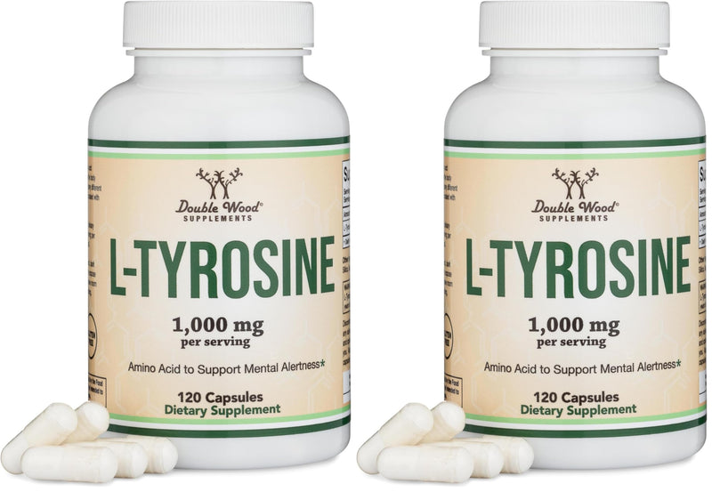 L-Tyrosine 1000mg per Serving – 120 Veggie Capsules (2-Pack) | Double Wood