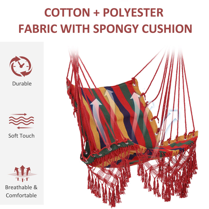 Hammock Chair Swing Colourful Striped Seat Porch Indoor Outdoor Hanging Beach