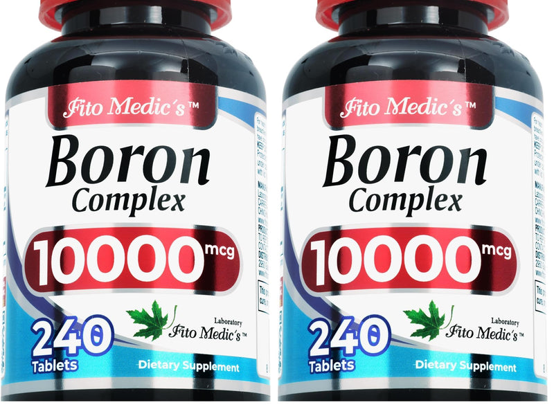 Lab | Boron |10 mg | 240 Servings | Boron Supplement for Men | Ultra high Absorption, Fito Medic´s. (Pack of 2)