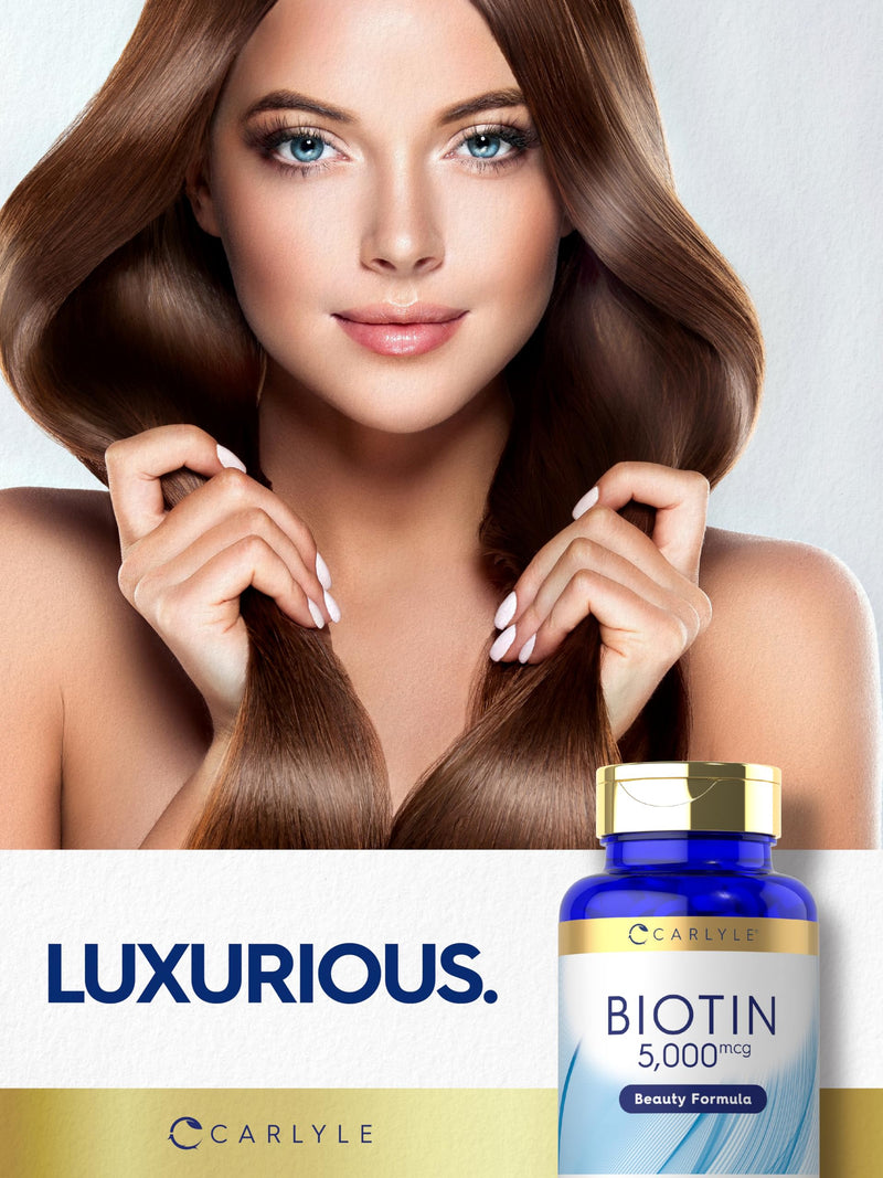 Carlyle Biotin 5000 mcg – 360 Vegetarian Tablets | Non-GMO, Gluten-Free