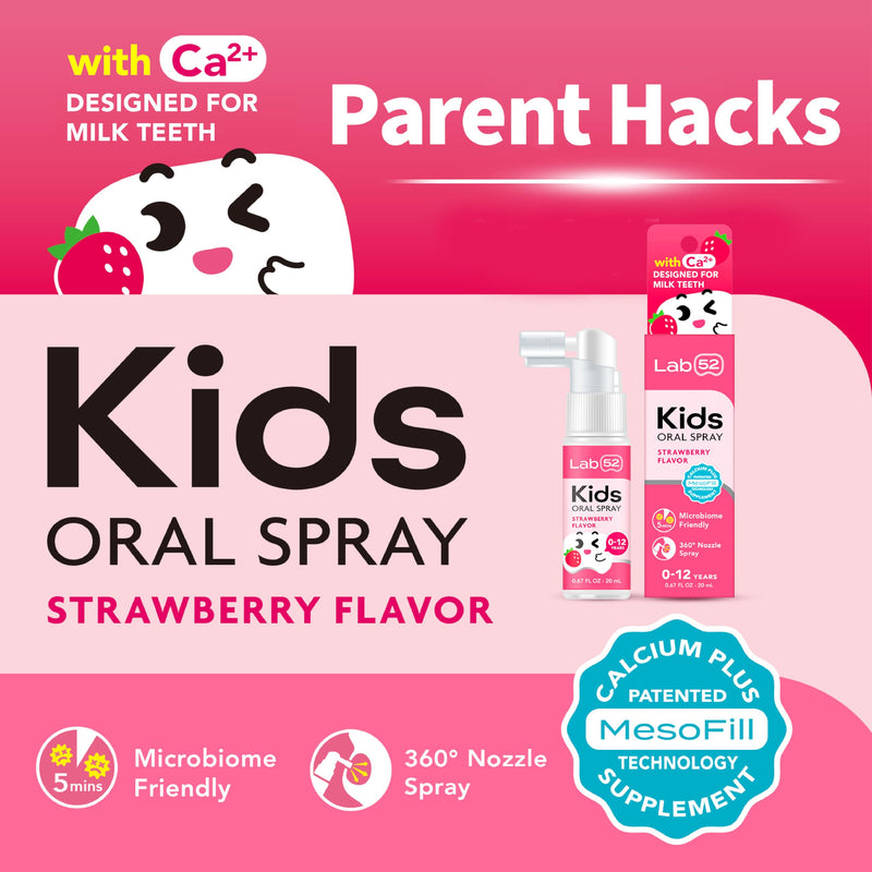 LAB52 Kids Oral Spray - Fluoride-Free Daily Oral Care for Newborns to Preschoolers | Strawberry & Vanilla