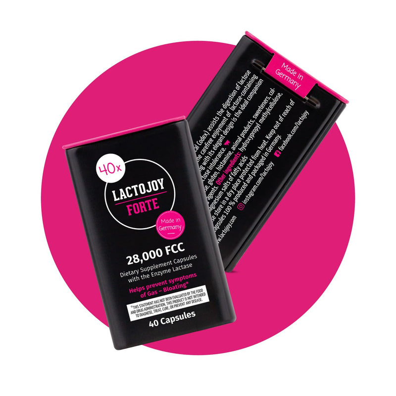LactoJoy Forte Lactase Capsules - 28,000 FCC, Lactose Intolerance Relief, Vegan, Made in Germany